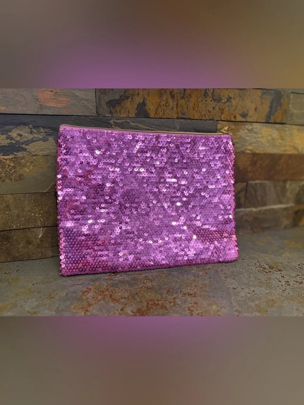 Pink Sequin Flamingo Zip Pouch Tarte Make Up Holder